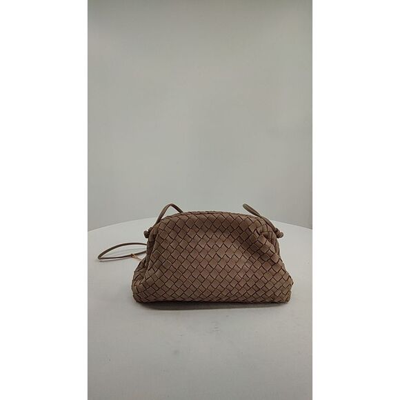 Quince Italian Leather Handwoven Pouch Crossbody Clutch Taupe Bags - Picture 3 of 3